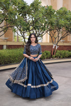 Vaidehi Glory Satin Zari Sequins Embroidered Lehenga with Blouse & Dupatta