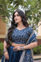 Vaidehi Glory Satin Zari Sequins Embroidered Lehenga with Blouse & Dupatta