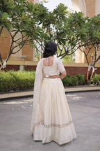 Vaidehi Glory Satin Zari Sequins Embroidered Lehenga with Blouse & Dupatta