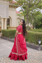 Vaidehi Glory Satin Zari Sequins Embroidered Lehenga with Blouse & Dupatta
