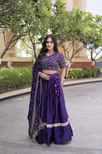 Vaidehi Glory Satin Zari Sequins Embroidered Lehenga with Blouse & Dupatta