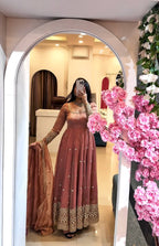 Vaanika Crunchy Silk Sequins Embroidered Anarkali with Pant & Dupatta