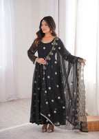 Zarisha Georgette Sequins Embroidered Anarkali Gown with Pant & Dupatta