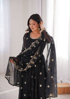 Zarisha Georgette Sequins Embroidered Anarkali Gown with Pant & Dupatta