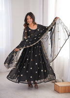 Zarisha Georgette Sequins Embroidered Anarkali Gown with Pant & Dupatta