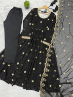 Zarisha Georgette Sequins Embroidered Anarkali Gown with Pant & Dupatta