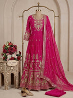 Aadhira Faux Georgette Sequins Embroidered Anarkali with Pant & Dupatta