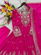 Aadhira Faux Georgette Sequins Embroidered Anarkali with Pant & Dupatta