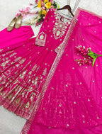 Aadhira Faux Georgette Sequins Embroidered Anarkali with Pant & Dupatta