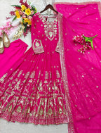 Aadhira Faux Georgette Sequins Embroidered Anarkali with Pant & Dupatta