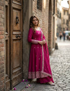 Ishani Chinon Silk Sequins Embroidered Anarkali  with Pant & Dupatta