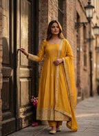 Ishani Chinon Silk Sequins Embroidered Anarkali  with Pant & Dupatta