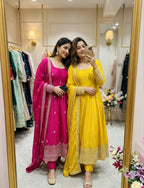 Ishani Chinon Silk Sequins Embroidered Anarkali  with Pant & Dupatta