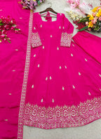 Ishani Chinon Silk Sequins Embroidered Anarkali  with Pant & Dupatta