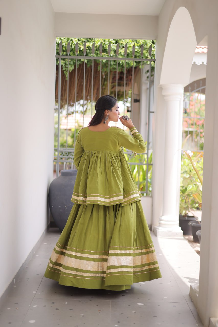 Rang Raas Cotton Lehenga Choli Set with Gotta Patti & Mirror Work