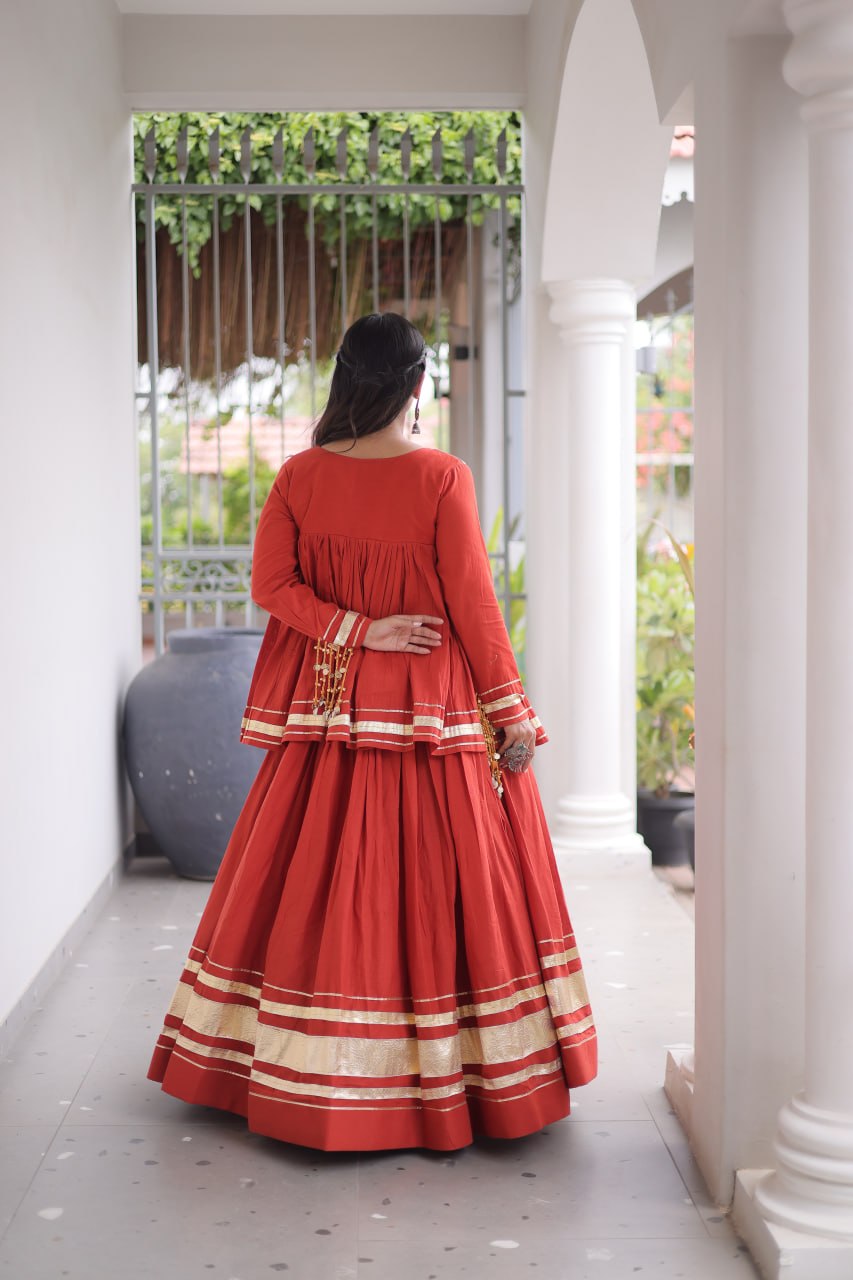 Rang Raas Cotton Lehenga Choli Set with Gotta Patti & Mirror Work