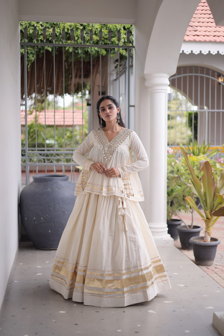 Rang Raas Cotton Lehenga Choli Set with Gotta Patti & Mirror Work