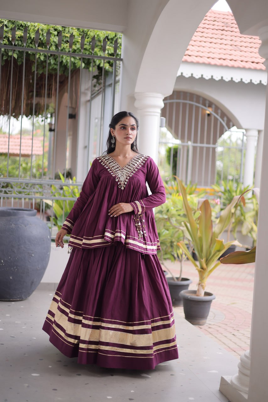 Rang Raas Cotton Lehenga Choli Set with Gotta Patti & Mirror Work