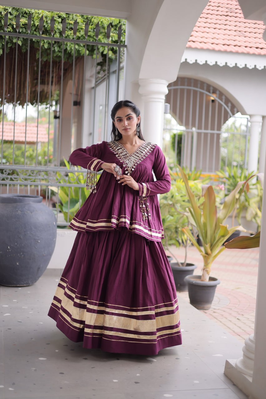 Rang Raas Cotton Lehenga Choli Set with Gotta Patti & Mirror Work