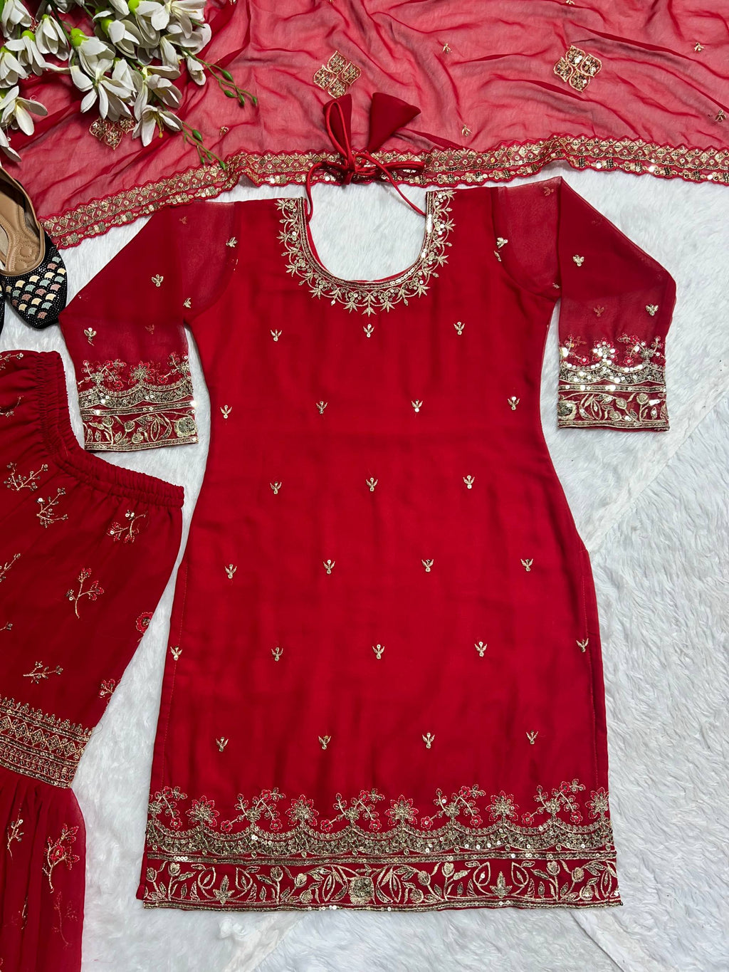 Luxury Sequence Embroidered Sharara Suit for Festive Occasions