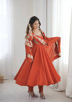 Ridhanya Roman Silk Elegant Embroidered Gown with Chanderi Dupatta