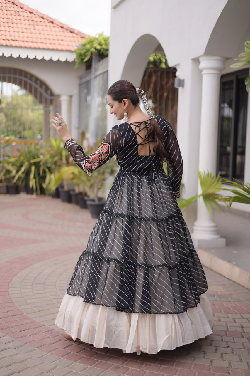Aadhya Cotton Lehenga with Kutchi Patchwork Laheriya Kurti