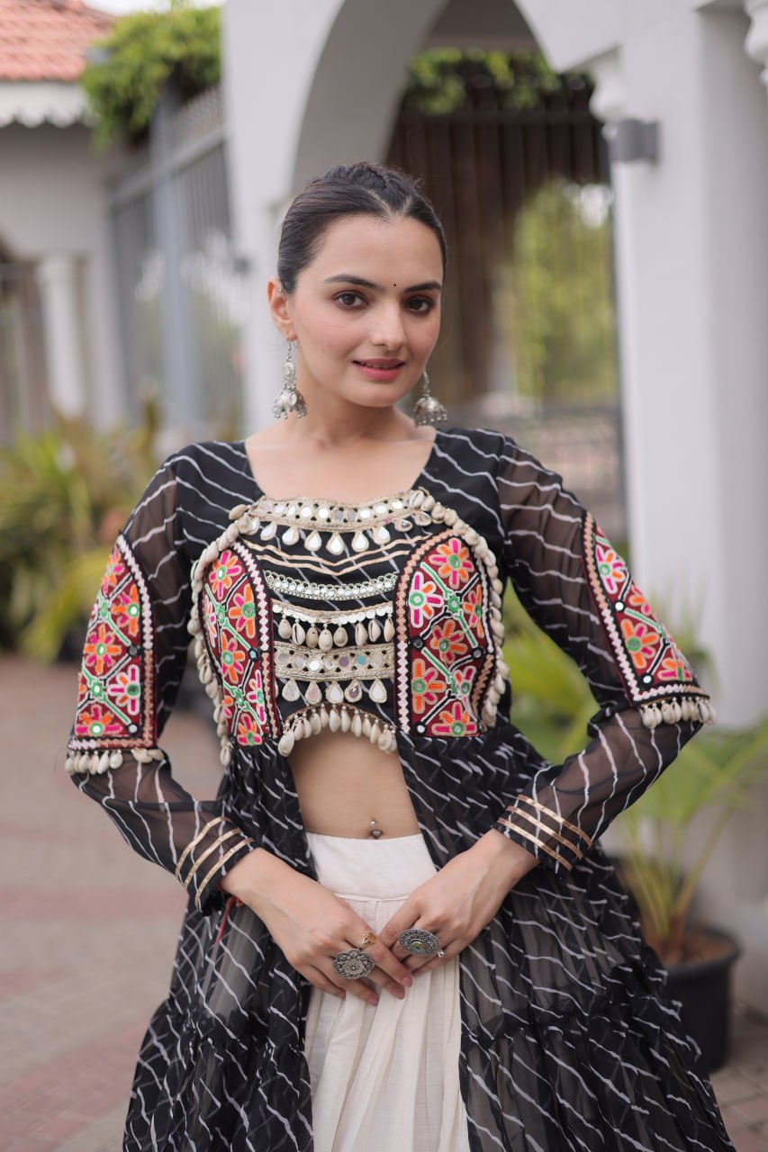 Aadhya Cotton Lehenga with Kutchi Patchwork Laheriya Kurti