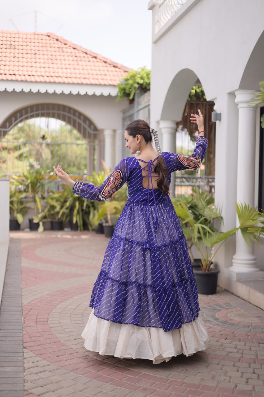 Aadhya Cotton Lehenga with Kutchi Patchwork Laheriya Kurti