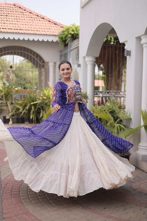 Aadhya Cotton Lehenga with Kutchi Patchwork Laheriya Kurti