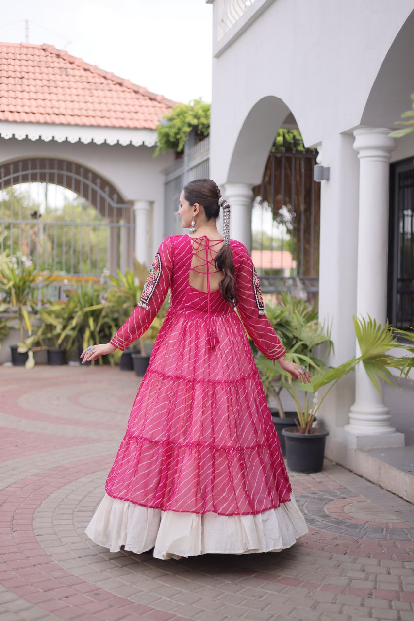 Aadhya Cotton Lehenga with Kutchi Patchwork Laheriya Kurti