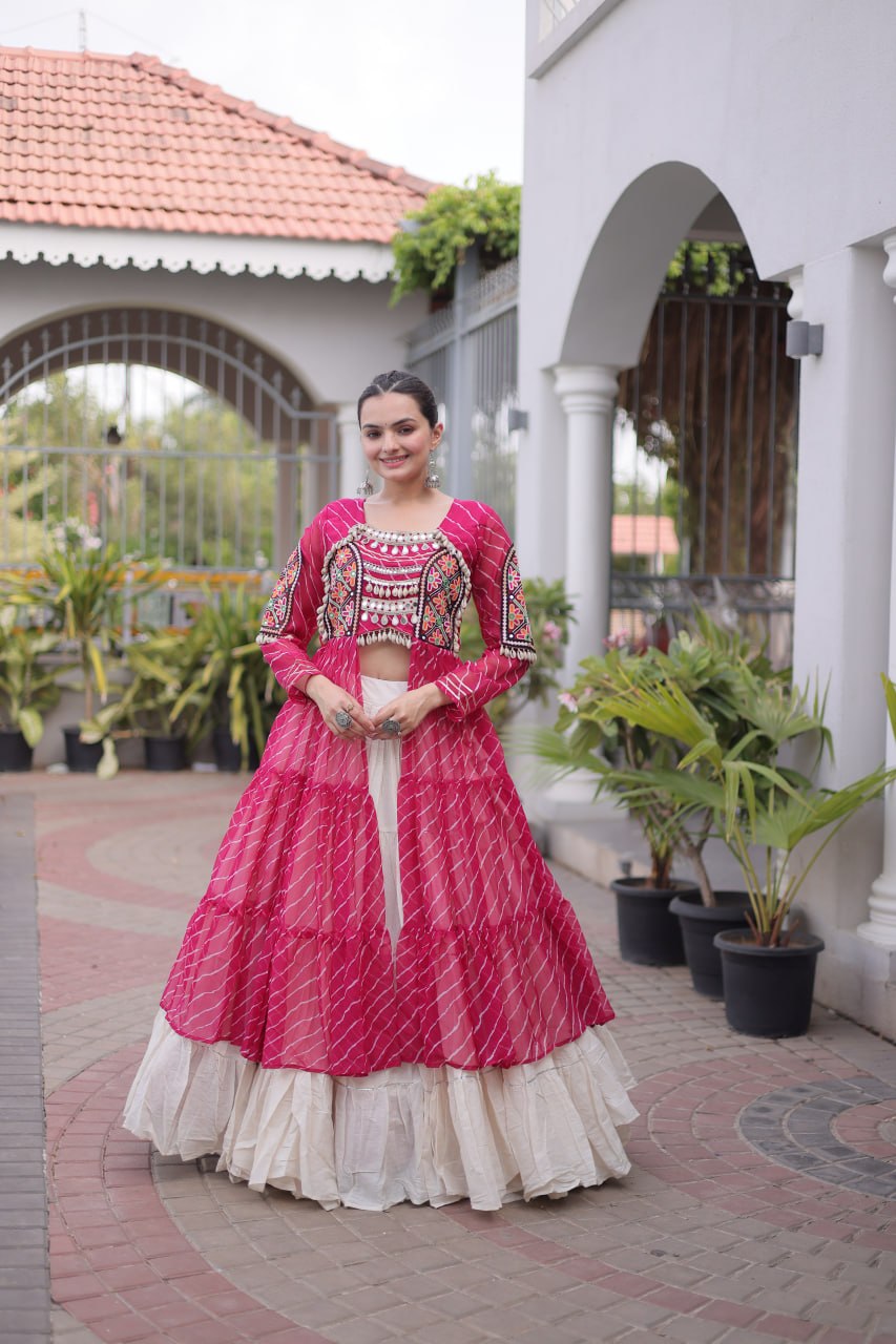 Aadhya Cotton Lehenga with Kutchi Patchwork Laheriya Kurti