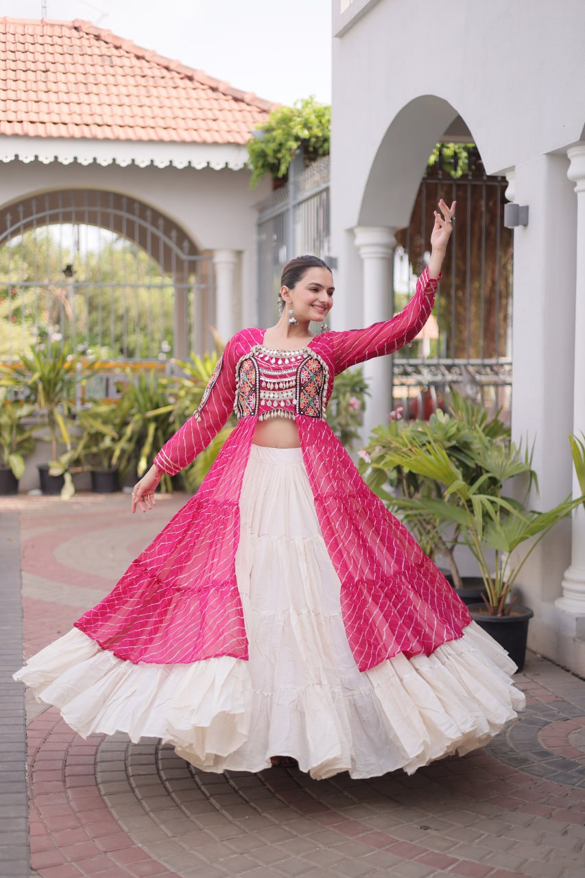 Aadhya Cotton Lehenga with Kutchi Patchwork Laheriya Kurti