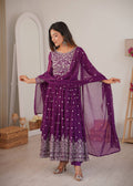 Party Wear Designer Anarkali with Embroidered Dupatta