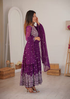 Party Wear Designer Anarkali with Embroidered Dupatta