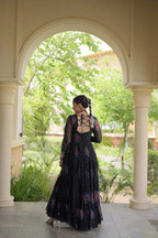 Ridhanya Bandhani Print Faux Georgette Kutchi Patchwork Gown