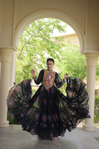Ridhanya Bandhani Print Faux Georgette Kutchi Patchwork Gown