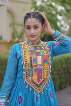 Ridhanya Bandhani Print Faux Georgette Kutchi Patchwork Gown