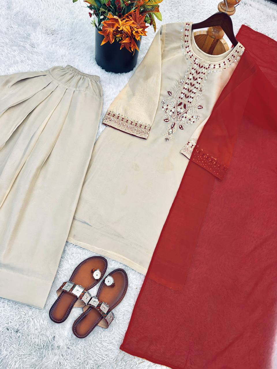 Royal Farshi Pant Ensemble with Soft Digital Print Dupatta