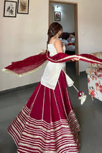 Designer Sleeveless Lehenga with Mirror Work & Embroidered Georgette Flair