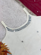 Designer Sleeveless Lehenga with Mirror Work & Embroidered Georgette Flair