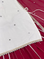 Designer Sleeveless Lehenga with Mirror Work & Embroidered Georgette Flair