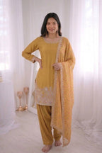 Premium Embroidered Farshi Suit with Statement Lace Border Dupatta