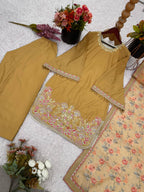 Premium Embroidered Farshi Suit with Statement Lace Border Dupatta