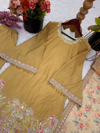 Premium Embroidered Farshi Suit with Statement Lace Border Dupatta