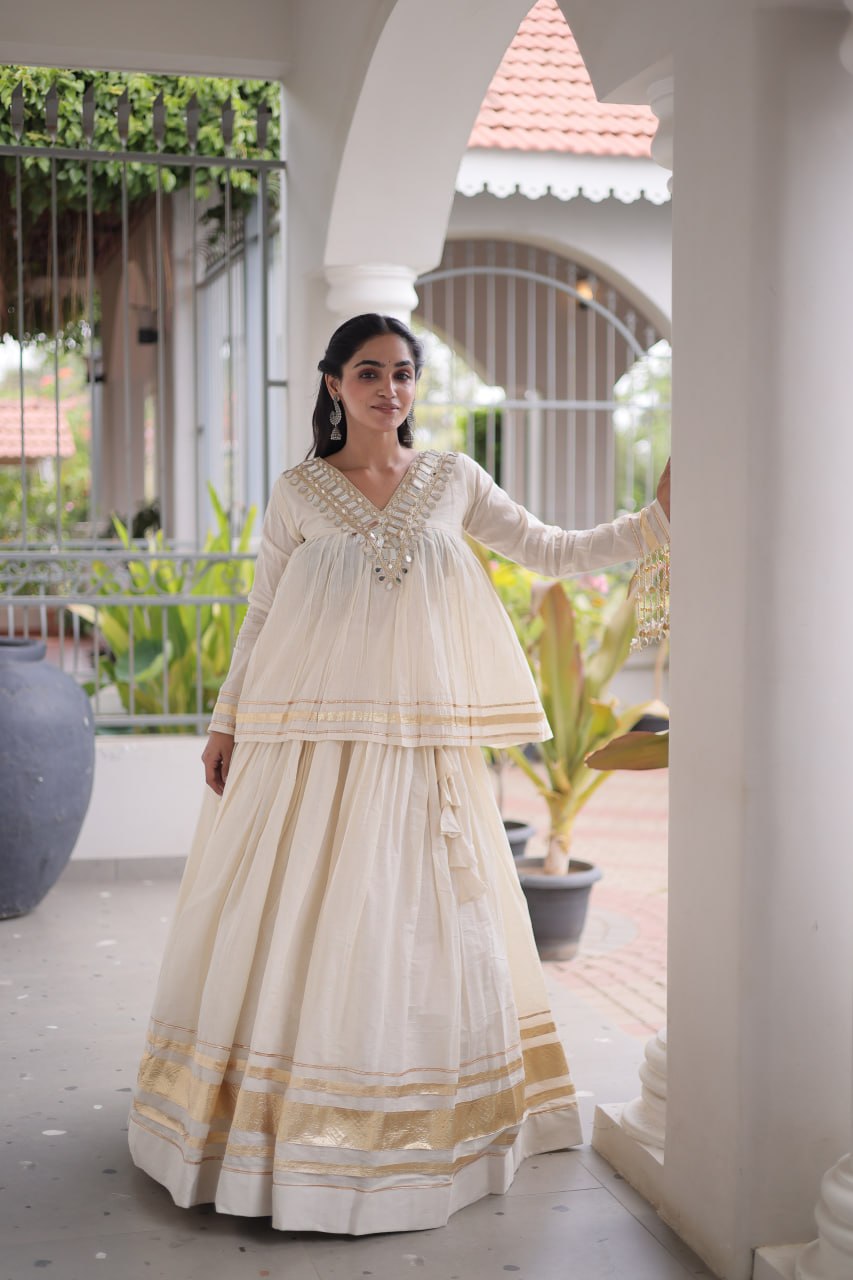 Rang Raas Cotton Lehenga Choli Set with Gotta Patti & Mirror Work