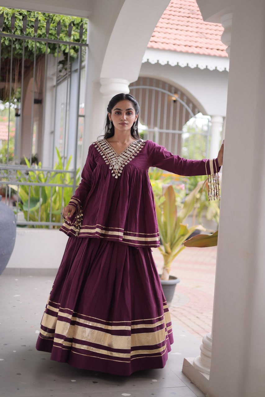 Rang Raas Cotton Lehenga Choli Set with Gotta Patti & Mirror Work