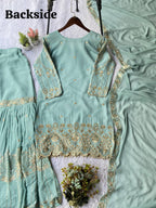 Premium Georgette Sharara Suit with Embroidered Lace Border Dupatta
