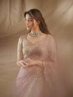 Arrival Designer Tissue Salsa Crush Saree with Thread & Sequin Embroidery, 5.5 Meter Saree with Front & Back Work Blouse