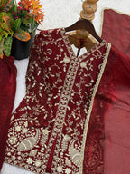 Pure Fendy Silk Palazzo Set with Heavy Embroidery Sequence Work