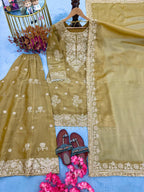 Aarvika NC Moss Silk 3mm Sequins Embroidered Palazzo Suit with Dupatta